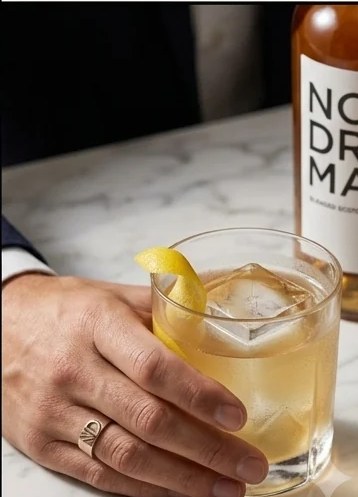 No Drama served over ice with a lemon twist