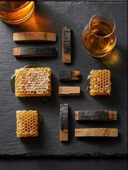 Oak, char and honeycomb